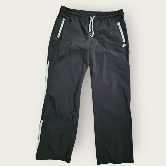 Nike Joggers Juniors Sz XL Black Windbreaker Vented Zip Ankle Center Swoosh VTG - Picture 1 of 9